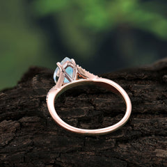 Pear Cut Natural Moonstone Proposal Engagement Ring For Women