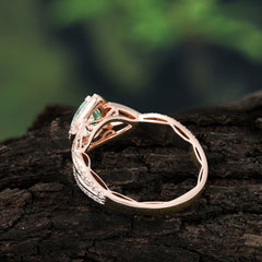 Dazzling 3 - Prong Pear-Cut Natural Moss Agate Engagement Ring