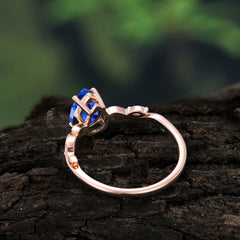 Nature-Inspired Classic 4-Prong Pear-Cut Sapphire Engagement Ring