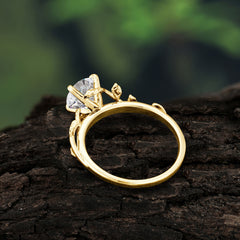 Nature-Inspired Classic 4-Prong Round Moissanite Engagement Ring
