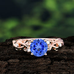 Vintage 4-Prong Round Cut Sapphire Engagement Ring