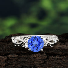 Vintage 4-Prong Round Cut Sapphire Engagement Ring