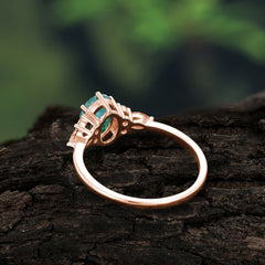 Luxury Legacy 6-Prong Oval-Cut Natural Moss Agate Engagement Ring