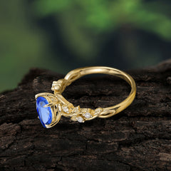 4 Prong Natural Inspired Ring Floral Sapphire Engagement Ring Pear Cut Ring