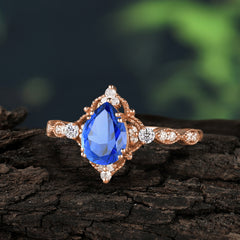 Antique Pear-Cut Sapphire Engagement Ring