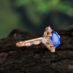 Antique Pear-Cut Sapphire Engagement Ring