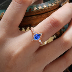 Antique Pear-Cut Sapphire Engagement Ring