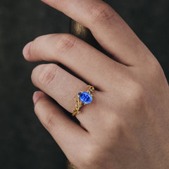 Organic Vine-Entwined 4-Prong Pear-Cut Sapphire Engagement Ring