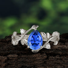 Branch-Inspired 3-Prong Pear-Cut Sapphire Engagement Ring