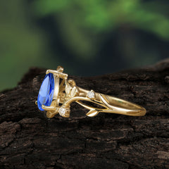 Branch-Inspired 3-Prong Pear-Cut Sapphire Engagement Ring
