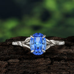 Heirloom 4-Prong Oval Cut Sapphire Engagement Ring