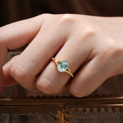 Heirloom 4-Prong Oval Cut Natural Moss Agate Engagement Ring