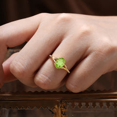 Heirloom 4-Prong Oval Cut Peridot Engagement Ring