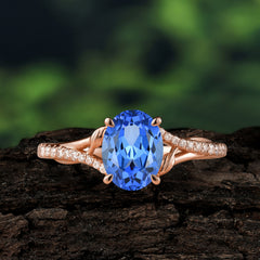 Luxury 4-Prong Oval Cut Sapphire Engagement Ring