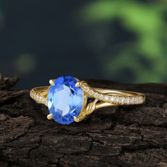 Luxury 4-Prong Oval Cut Sapphire Engagement Ring