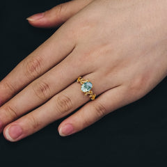 Nature Inspired 4 Prong Oval Cut Natural Moss Agate Wedding Ring