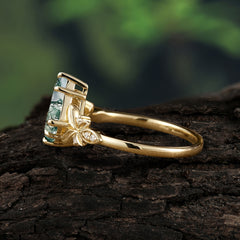 Luxury Nature-Inspired Kite-Cut Natural Moss Agate Engagement Ring