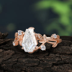 Nature Inspired Coffin-Cut Moissanite Engagement Ring