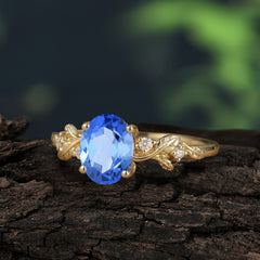 4 Prong Oval Sapphire Gold Ring for Timeless Love