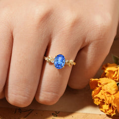 4 Prong Oval Sapphire Gold Ring for Timeless Love