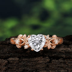 Woodland 4 Prong Heart Moissanite Wedding Ring