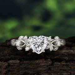 Woodland 4 Prong Heart Moissanite Wedding Ring