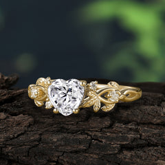 Woodland 4 Prong Heart Moissanite Wedding Ring