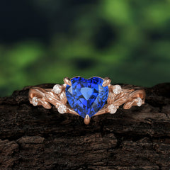 3 Prong Heart Shaped Sapphire Engagement Ring Full of Love