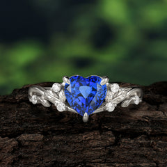 3 Prong Heart Shaped Sapphire Engagement Ring Full of Love