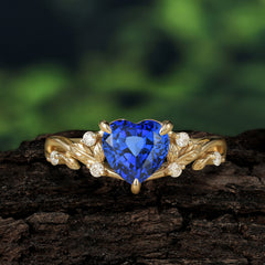 3 Prong Heart Shaped Sapphire Engagement Ring Full of Love