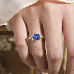 3 Prong Heart Shaped Sapphire Engagement Ring Full of Love