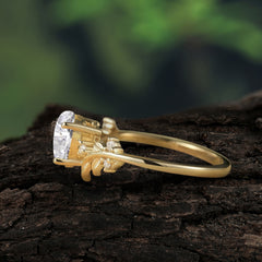 Nature Inspired 4 Prong Heart Shaped Moissanite Wedding Ring