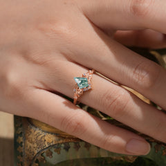 Luxury Nature-Inspired 4-Prong Kite-Cut Natural Moss Agate Engagement Ring