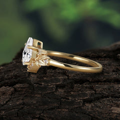 Luxury Nature-Inspired 4-Prong Kite-Cut Moissanite Engagement Ring