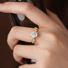 Nature-Inspired Vine-Entwined 4-Prong Teardrop-Cut Moissanite Engagement Ring