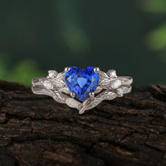 4-Prong Nature-Inspired Heart-Cut Sapphire Engagement Ring