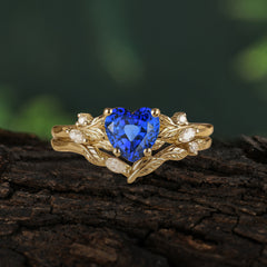 4-Prong Nature-Inspired Heart-Cut Sapphire Engagement Ring