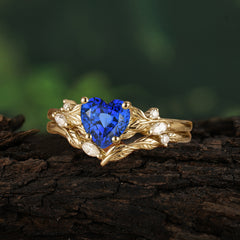 4-Prong Nature-Inspired Heart-Cut Sapphire Engagement Ring
