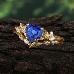 4-Prong Nature-Inspired Heart-Cut Sapphire Engagement Ring