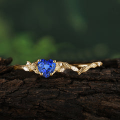 4-Prong Nature-Inspired Heart-Cut Sapphire Engagement Ring