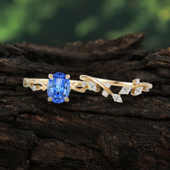 Nature-Inspired Oval Cut 4 Prong Sapphire Engagement Ring