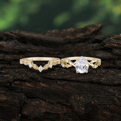 Woodland Style 6 Prong Pear Shaped Moissanite Wedding Ring
