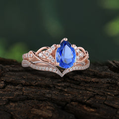 Romantic 5-Prong Pear Cut Sapphire Stacking Ring