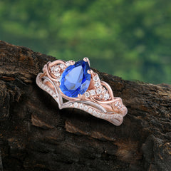 Romantic 5-Prong Pear Cut Sapphire Stacking Ring