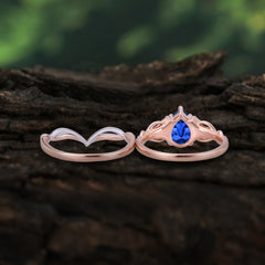 Romantic 5-Prong Pear Cut Sapphire Stacking Ring