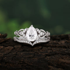 Romantic 5-Prong Pear Cut Moissanite Stacking Ring