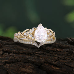 Romantic 5-Prong Pear Cut Moissanite Stacking Ring
