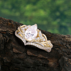 Romantic 5-Prong Pear Cut Moissanite Stacking Ring