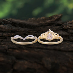Romantic 5-Prong Pear Cut Moissanite Stacking Ring