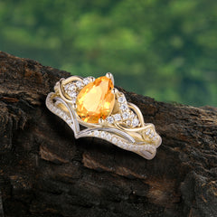 Romantic 5-Prong Pear Cut Citrine Stacking Ring